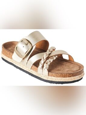 Braided Metallic Gold Slide Sandals by Natural Reflections Women’s Size 7 NWOT